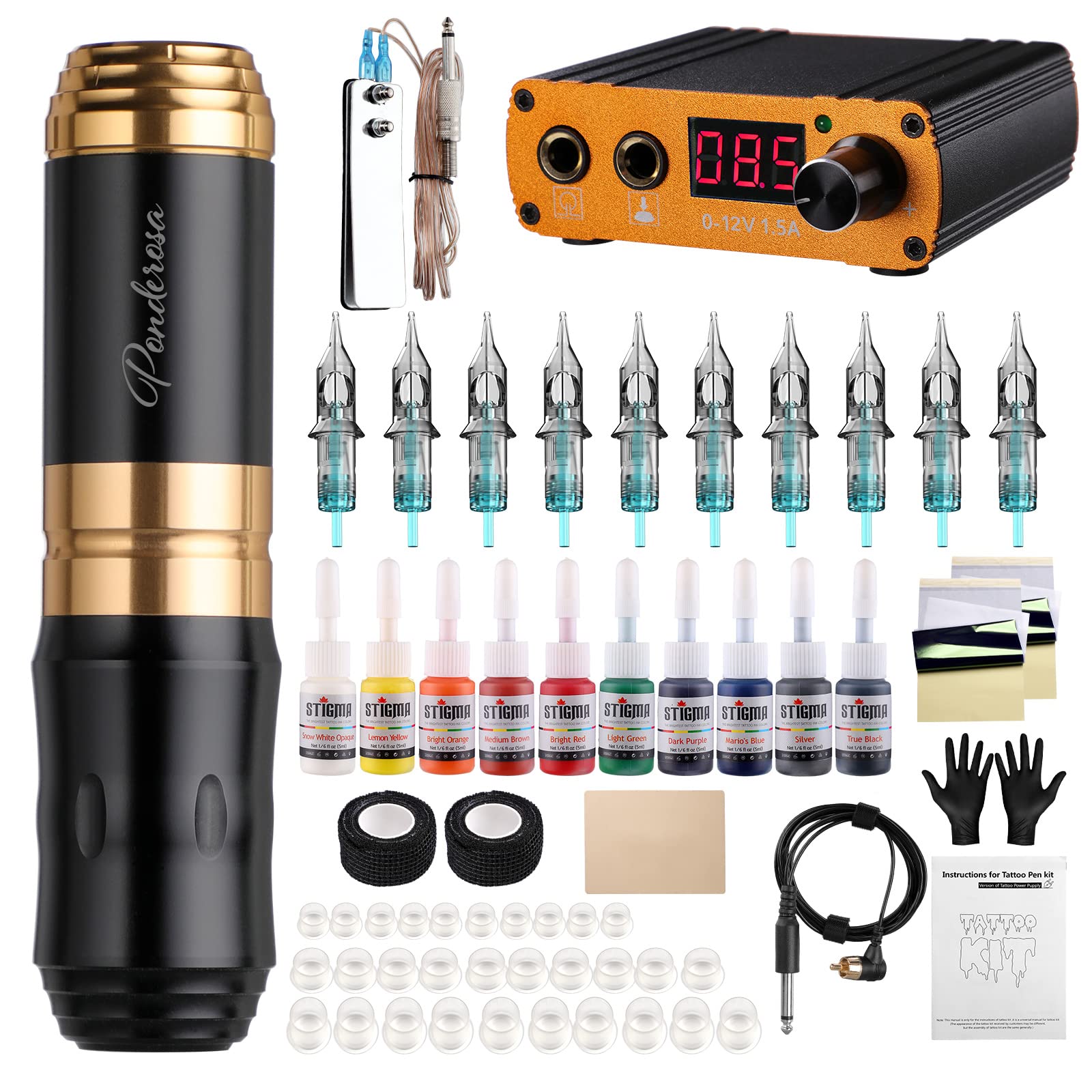 STIGMA Tattoo Kit Complete for Beginners Rotary Tattoo Gun with